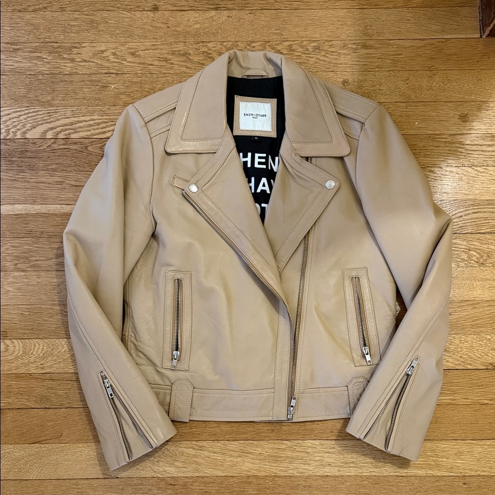 Cream Leather Jacket